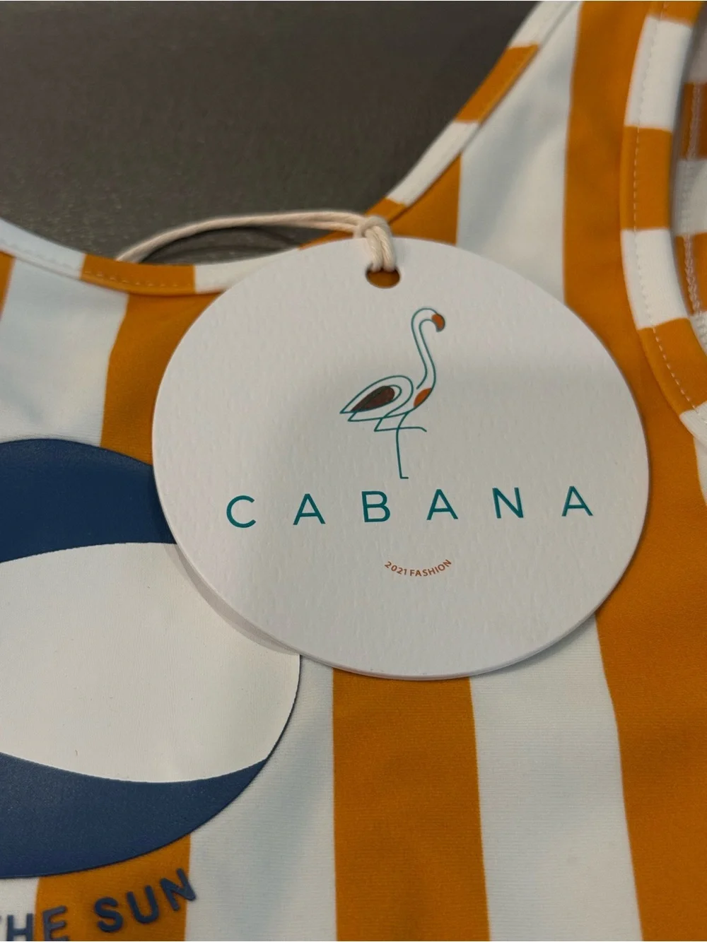 Cabana  Kids One-Piece Swimsuit - Orange and White Striped. Size 5